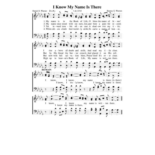 I Know My Name Is There PDF Song Sheet